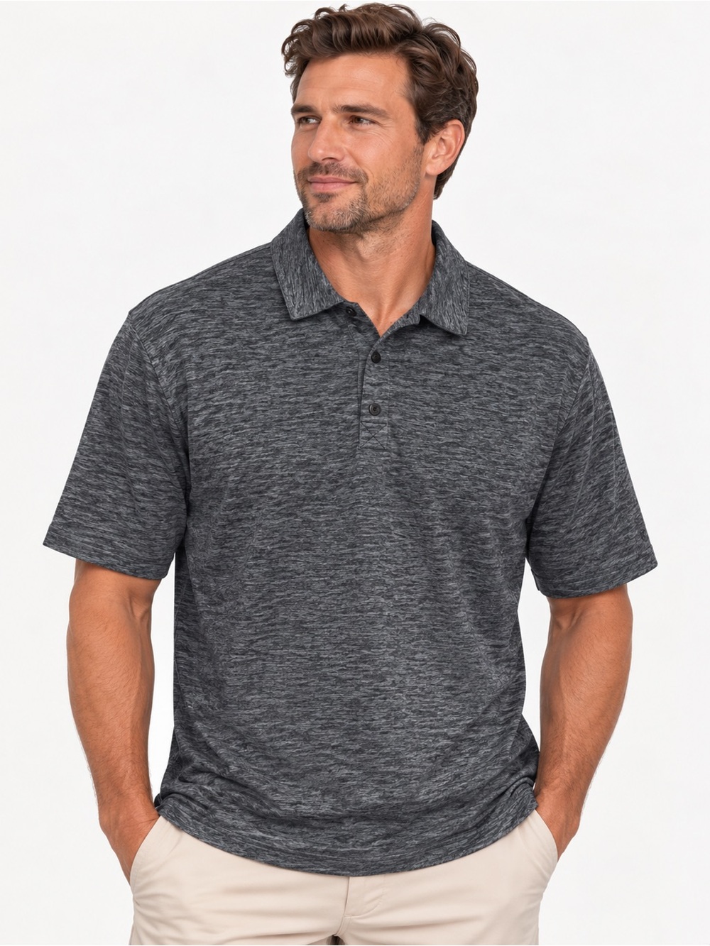 Men's Short Sleeve Nike Performance Polo - Charcoal Heather